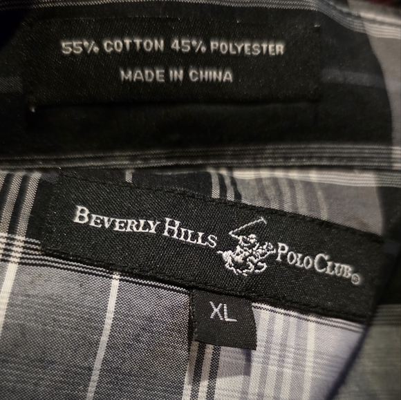 Beverly Hills Polo Club Plaid Button-Down Shirt XL - Picture 2 of 3